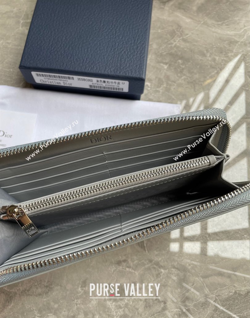 Dior Zipped Long Wallet in Gray Dior Oblique Galaxy Calfskin (ziyin-23101311)