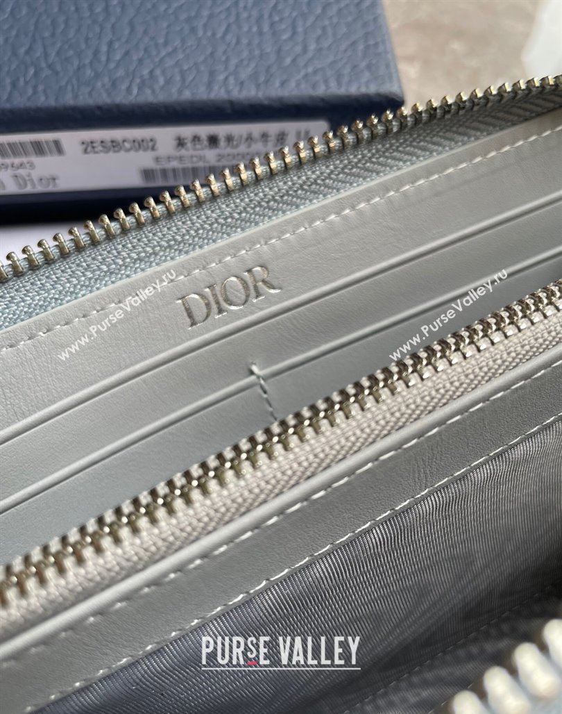 Dior Zipped Long Wallet in Gray Dior Oblique Galaxy Calfskin (ziyin-23101311)