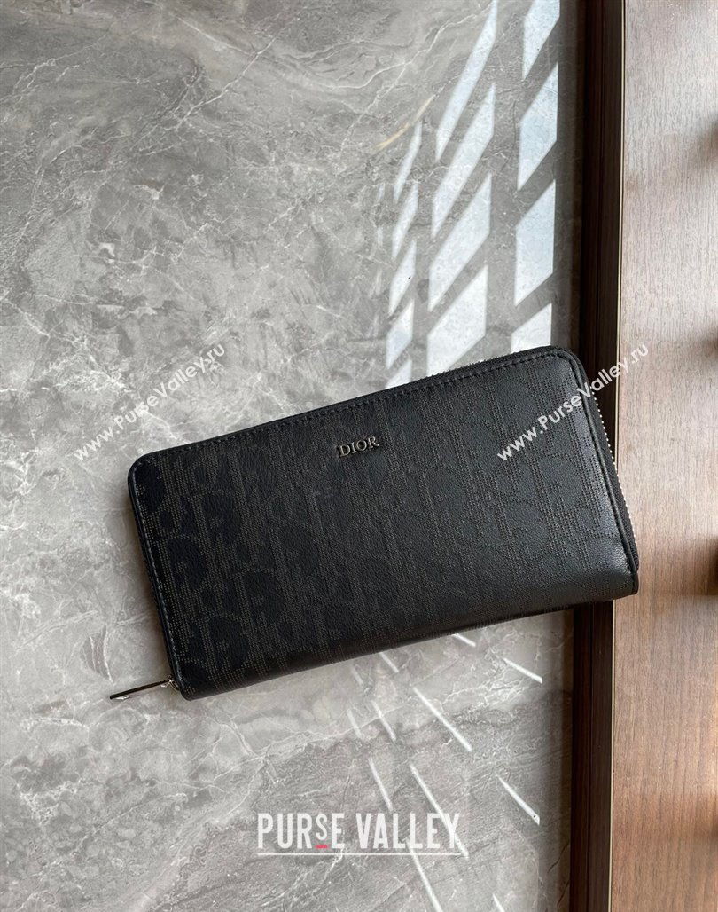 Dior Zipped Long Wallet in Black Dior Oblique Galaxy Calfskin (ziyin-23101312)