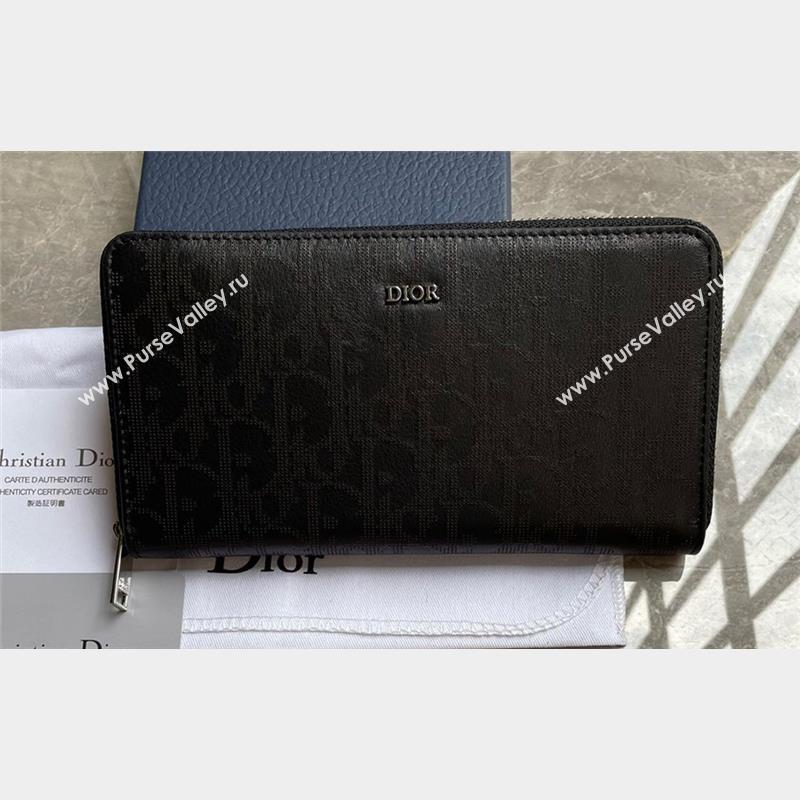 Dior Zipped Long Wallet in Black Dior Oblique Galaxy Calfskin (ziyin-23101312)