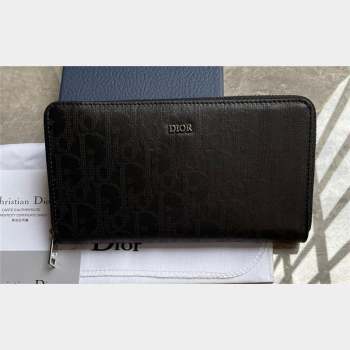 Dior Zipped Long Wallet in Black Dior Oblique Galaxy Calfskin (ziyin-23101312)