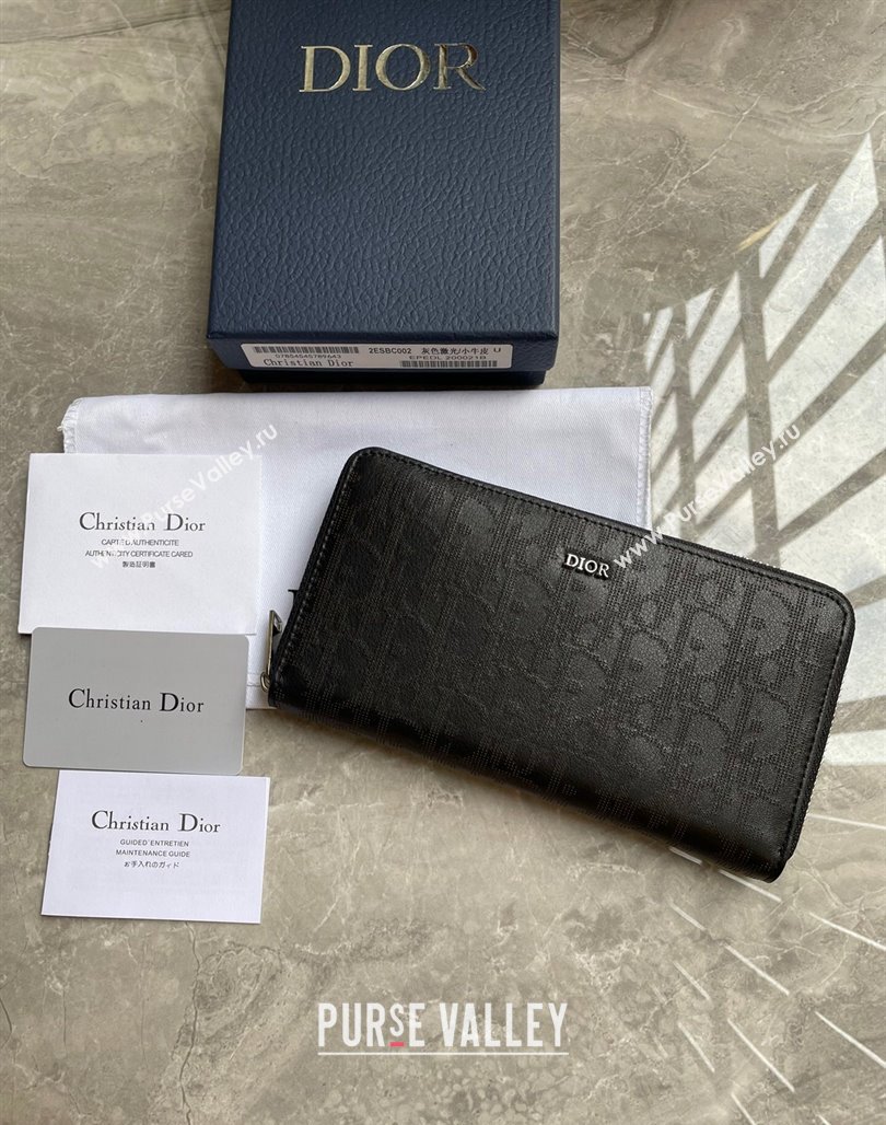 Dior Zipped Long Wallet in Black Dior Oblique Galaxy Calfskin (ziyin-23101312)