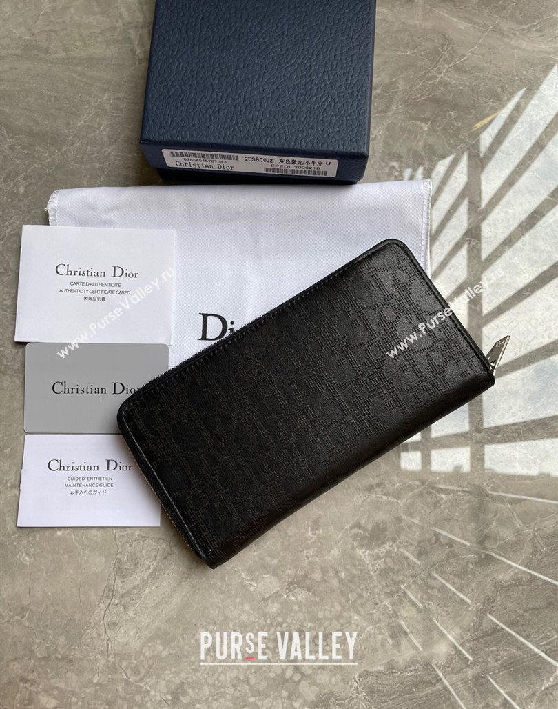 Dior Zipped Long Wallet in Black Dior Oblique Galaxy Calfskin (ziyin-23101312)
