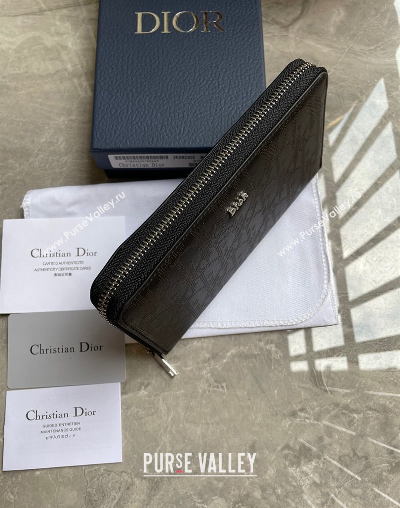 Dior Zipped Long Wallet in Black Dior Oblique Galaxy Calfskin (ziyin-23101312)