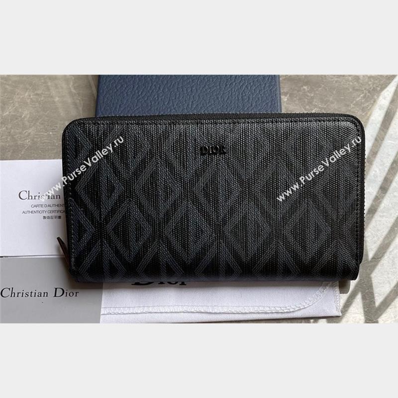 Dior Zipped Long Wallet in Black CD Diamond Canvas (ziyin-23101314)