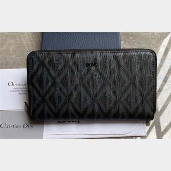 Dior Zipped Long Wallet in Black CD Diamond Canvas (ziyin-23101314)