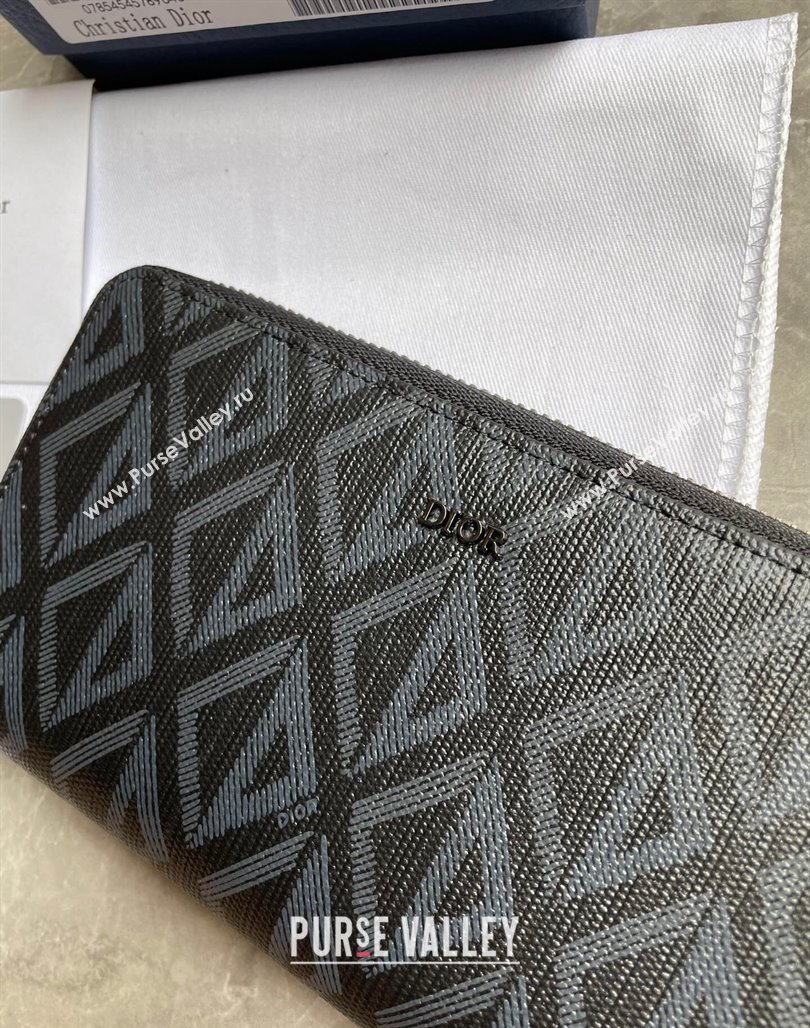 Dior Zipped Long Wallet in Black CD Diamond Canvas (ziyin-23101314)
