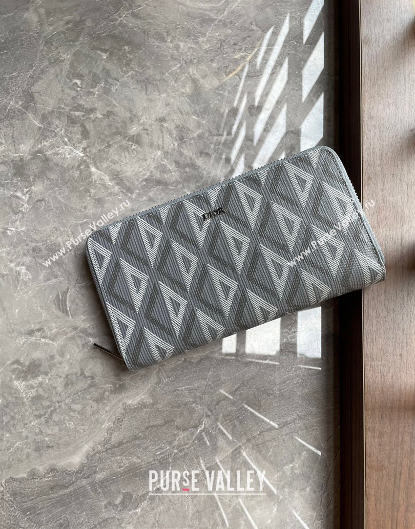 Dior Zipped Long Wallet in Gray CD Diamond Canvas (ziyin-23101315)