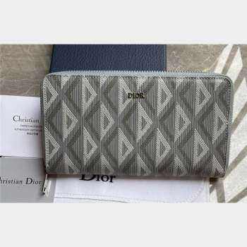 Dior Zipped Long Wallet in Gray CD Diamond Canvas (ziyin-23101315)