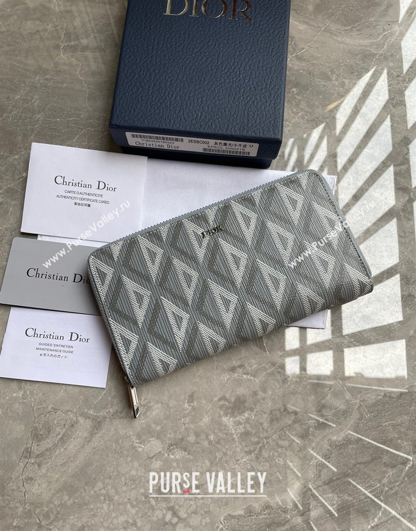 Dior Zipped Long Wallet in Gray CD Diamond Canvas (ziyin-23101315)