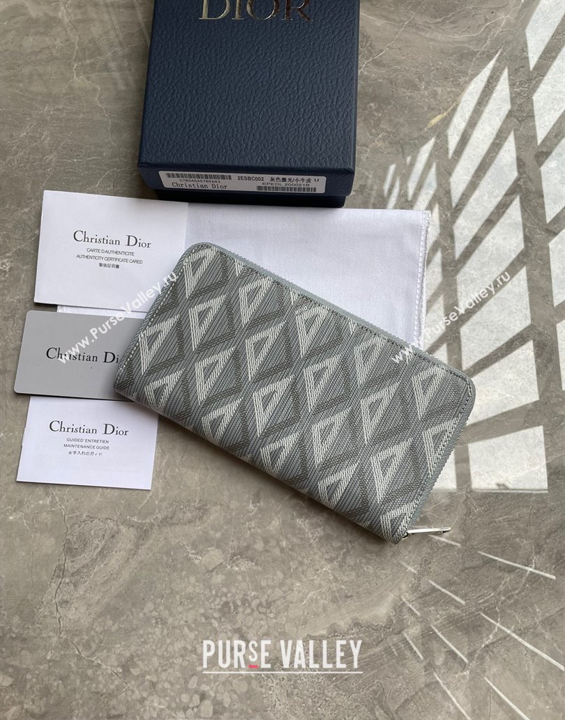 Dior Zipped Long Wallet in Gray CD Diamond Canvas (ziyin-23101315)