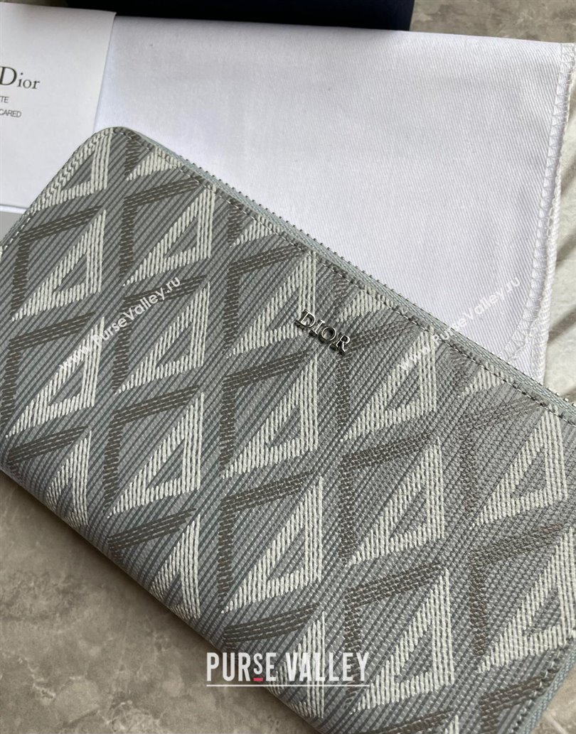 Dior Zipped Long Wallet in Gray CD Diamond Canvas (ziyin-23101315)