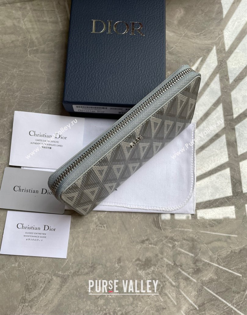 Dior Zipped Long Wallet in Gray CD Diamond Canvas (ziyin-23101315)