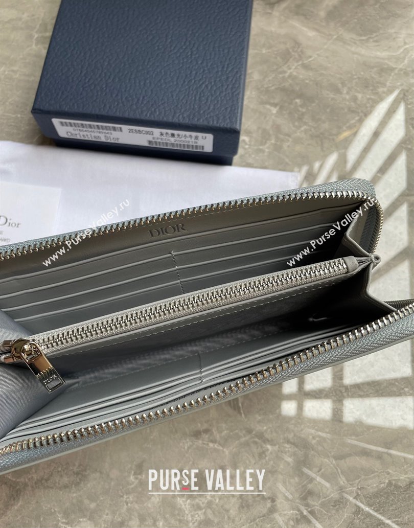 Dior Zipped Long Wallet in Gray CD Diamond Canvas (ziyin-23101315)