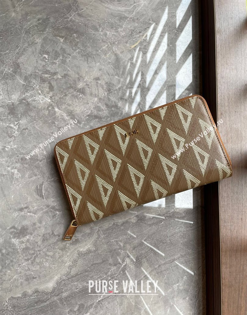 Dior Zipped Long Wallet in Brown CD Diamond Canvas (ziyin-23101317)