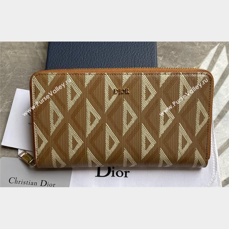 Dior Zipped Long Wallet in Brown CD Diamond Canvas (ziyin-23101317)