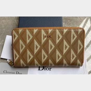Dior Zipped Long Wallet in Brown CD Diamond Canvas (ziyin-23101317)