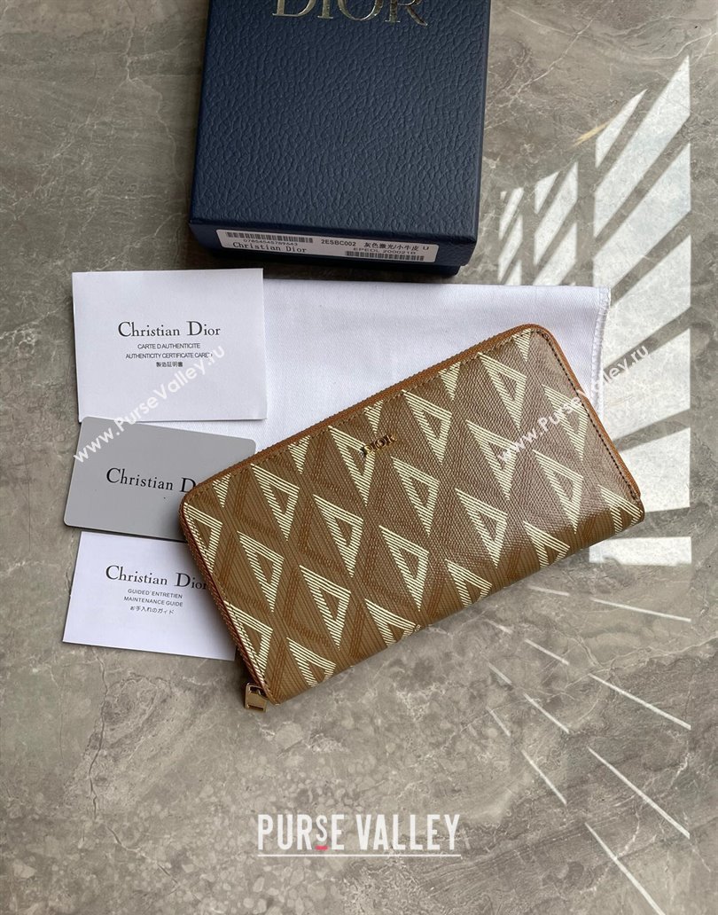 Dior Zipped Long Wallet in Brown CD Diamond Canvas (ziyin-23101317)