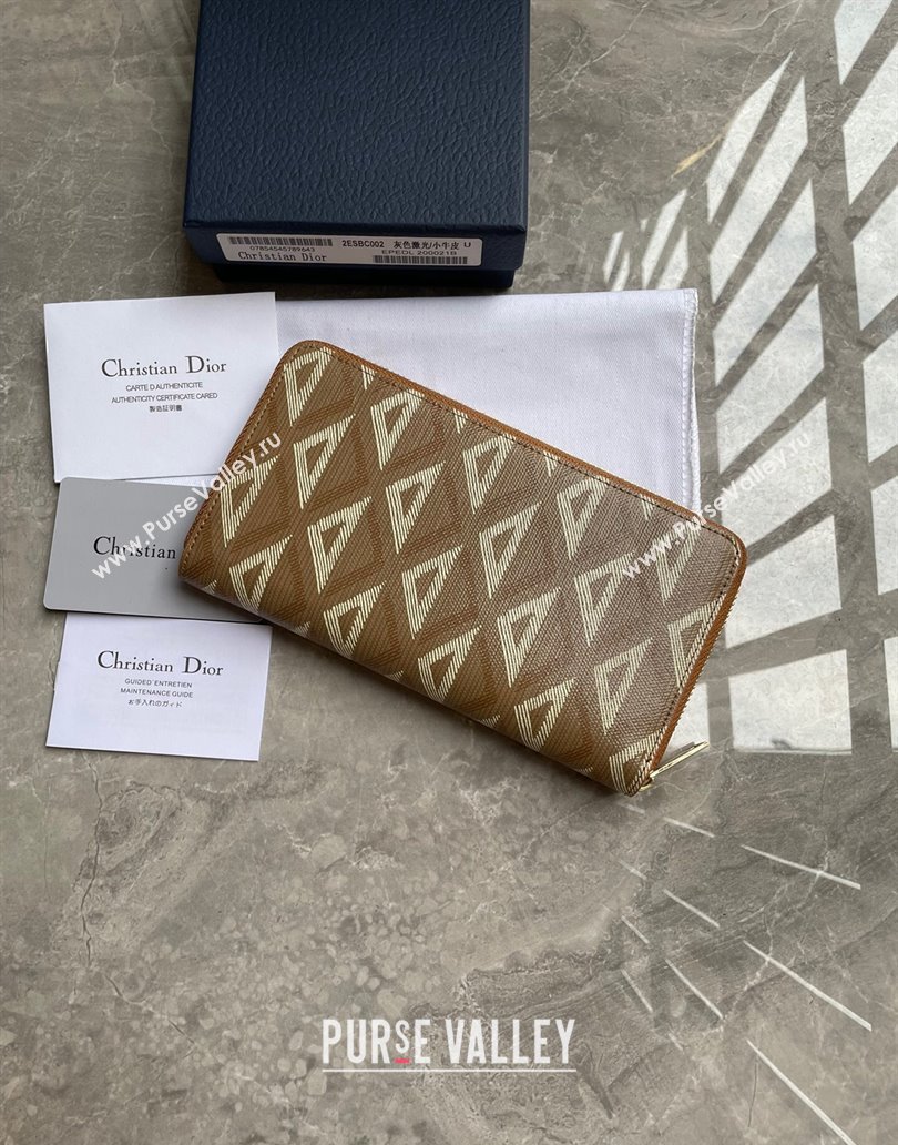 Dior Zipped Long Wallet in Brown CD Diamond Canvas (ziyin-23101317)