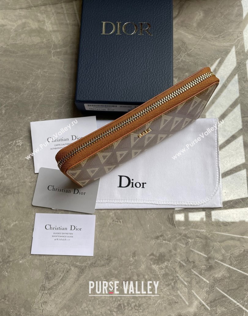 Dior Zipped Long Wallet in Brown CD Diamond Canvas (ziyin-23101317)