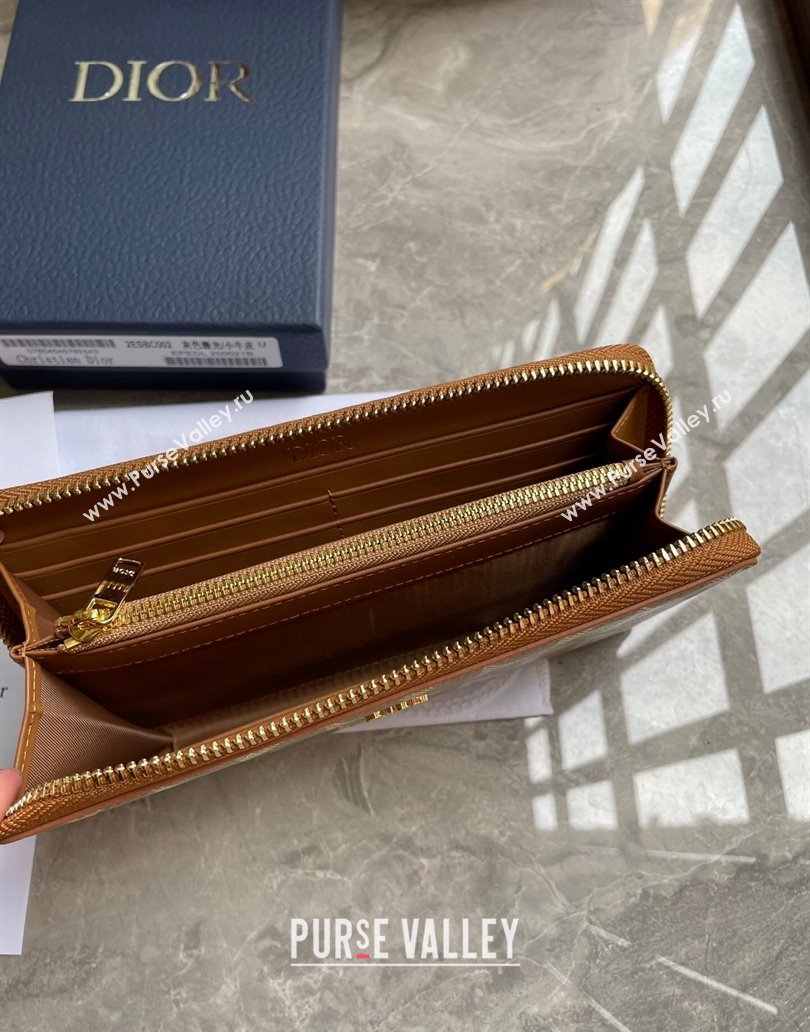 Dior Zipped Long Wallet in Brown CD Diamond Canvas (ziyin-23101317)