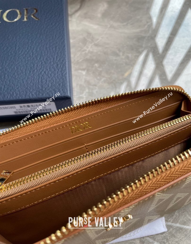 Dior Zipped Long Wallet in Brown CD Diamond Canvas (ziyin-23101317)