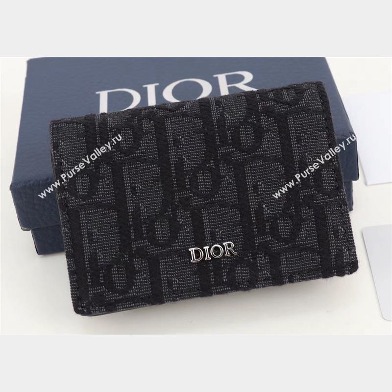 Dior Flap Card Holder in Black Dior Oblique Jacquard (ziyin-23101328)