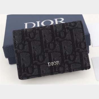 Dior Flap Card Holder in Black Dior Oblique Jacquard (ziyin-23101328)