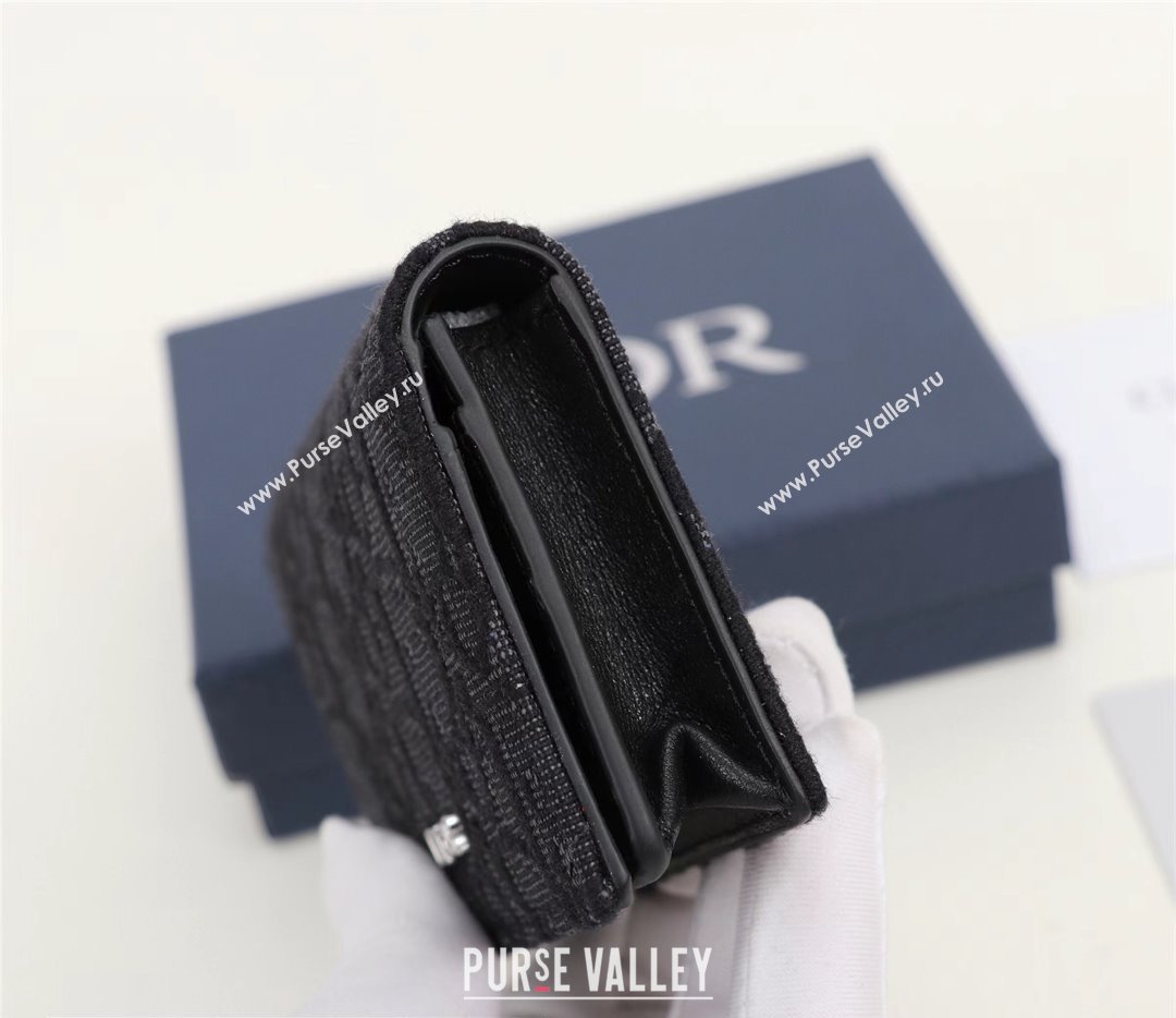 Dior Flap Card Holder in Black Dior Oblique Jacquard (ziyin-23101328)