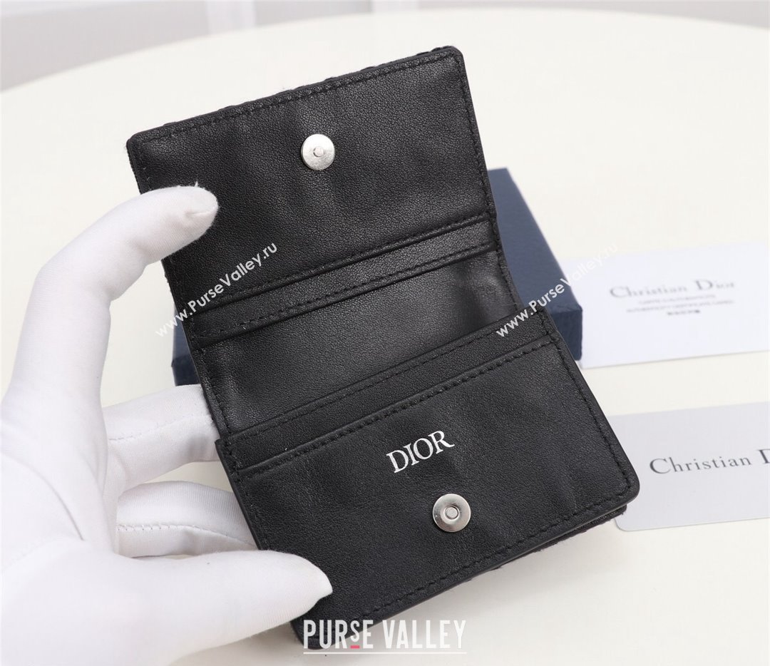 Dior Flap Card Holder in Black Dior Oblique Jacquard (ziyin-23101328)