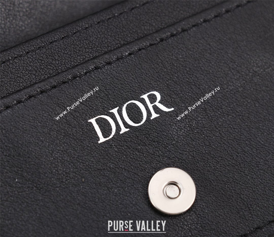 Dior Flap Card Holder in Black Dior Oblique Jacquard (ziyin-23101328)