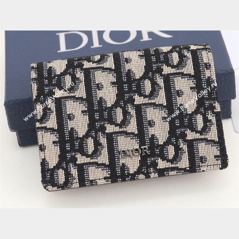Dior Flap Card Holder in Beige and Black Dior Oblique Jacquard (ziyin-23101327)