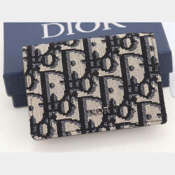 Dior Flap Card Holder in Beige and Black Dior Oblique Jacquard (ziyin-23101327)