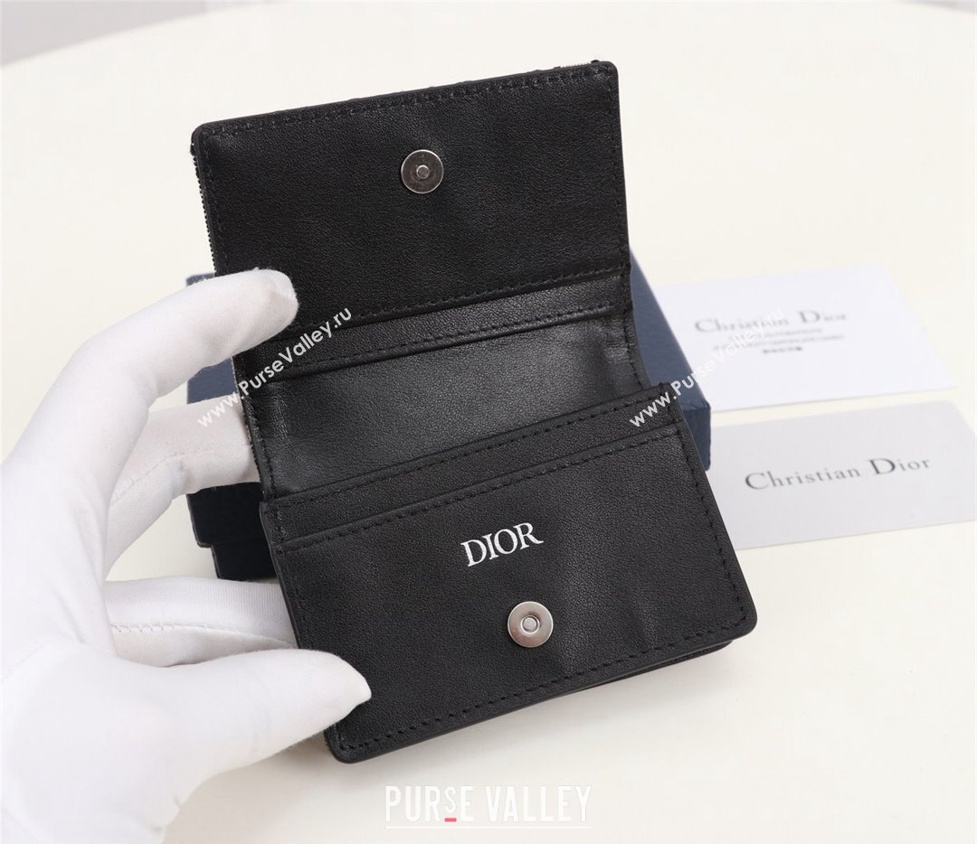 Dior Flap Card Holder in Beige and Black Dior Oblique Jacquard (ziyin-23101327)