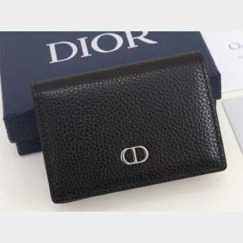 Dior Flap Card Holder in Black Grained Calfskin with CD Icon Signature (ziyin-23101330)