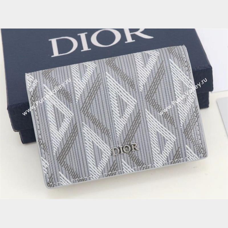 Dior Flap Card Holder in Gray CD Diamond Canvas (ziyin-23101332)