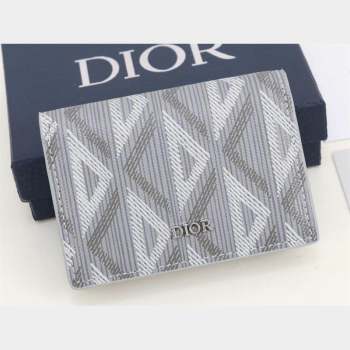 Dior Flap Card Holder in Gray CD Diamond Canvas (ziyin-23101332)