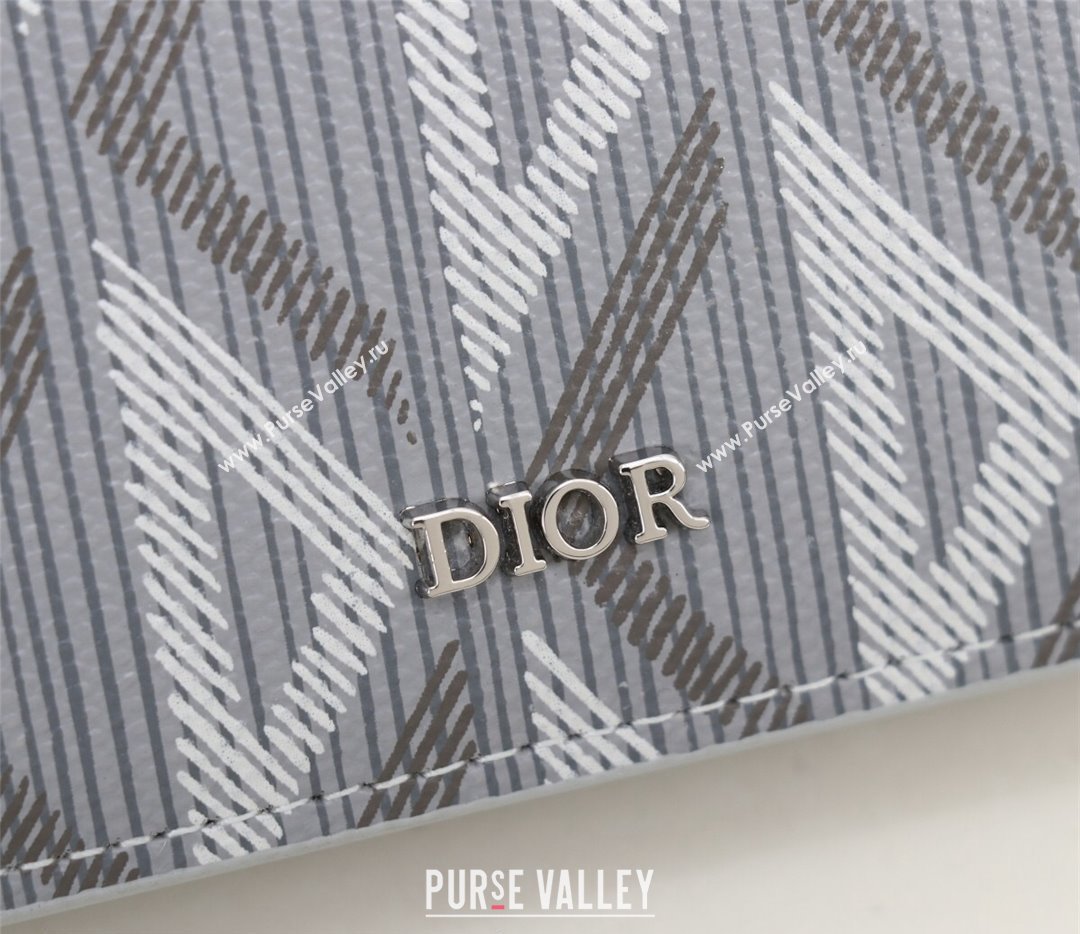 Dior Flap Card Holder in Gray CD Diamond Canvas (ziyin-23101332)