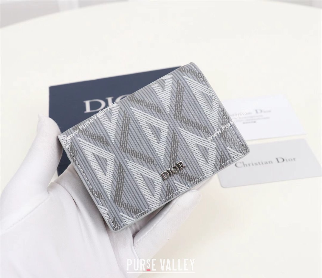 Dior Flap Card Holder in Gray CD Diamond Canvas (ziyin-23101332)