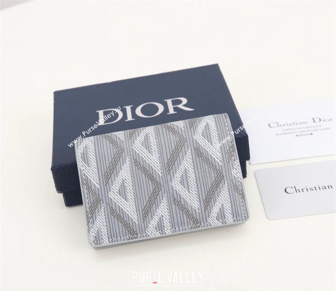 Dior Flap Card Holder in Gray CD Diamond Canvas (ziyin-23101332)