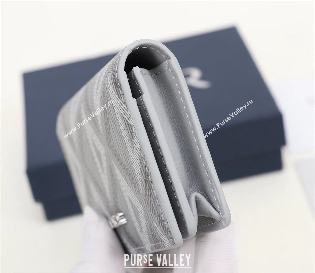 Dior Flap Card Holder in Gray CD Diamond Canvas (ziyin-23101332)