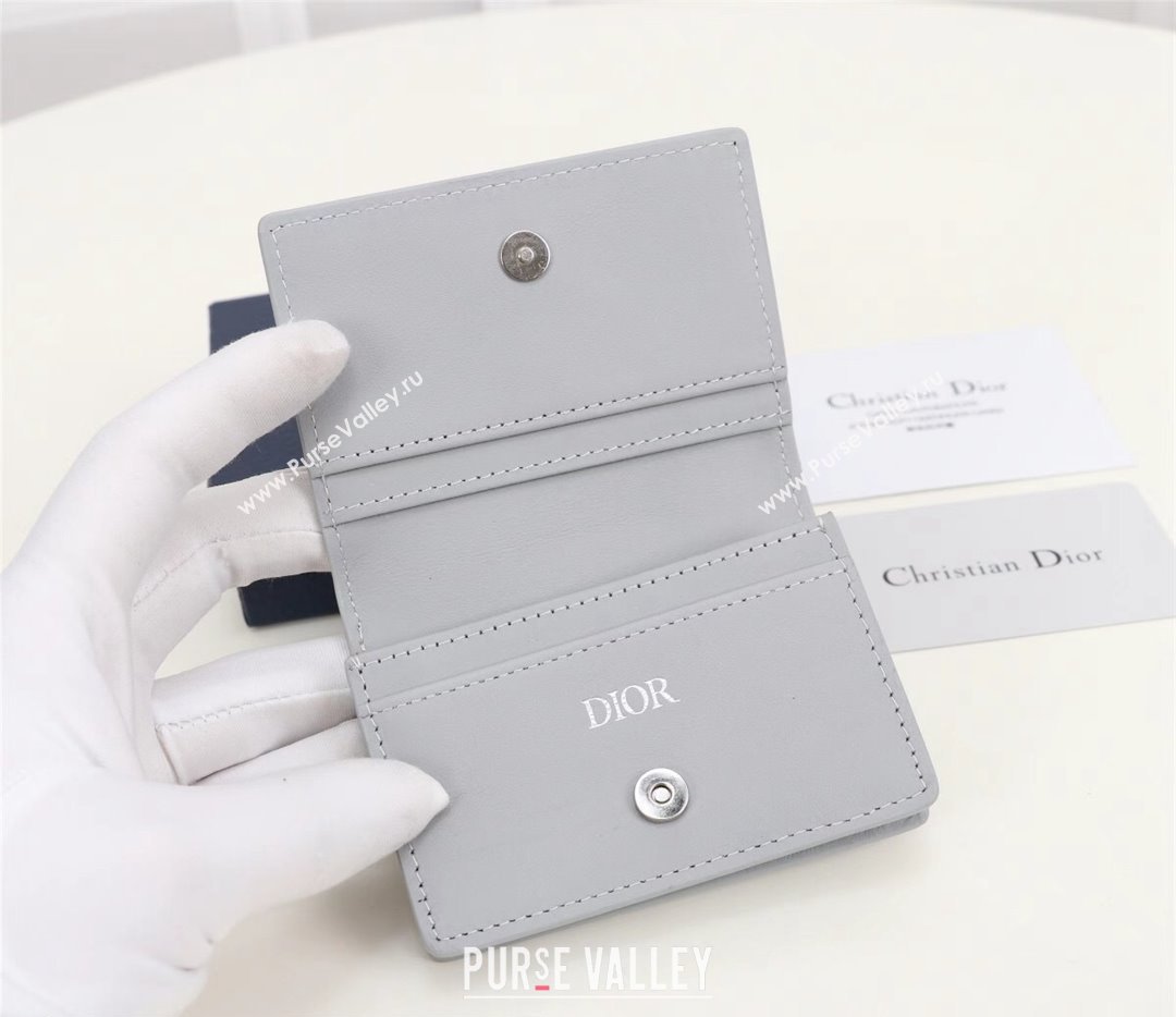 Dior Flap Card Holder in Gray CD Diamond Canvas (ziyin-23101332)