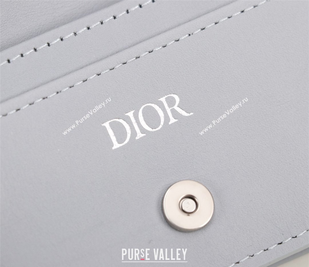 Dior Flap Card Holder in Gray CD Diamond Canvas (ziyin-23101332)