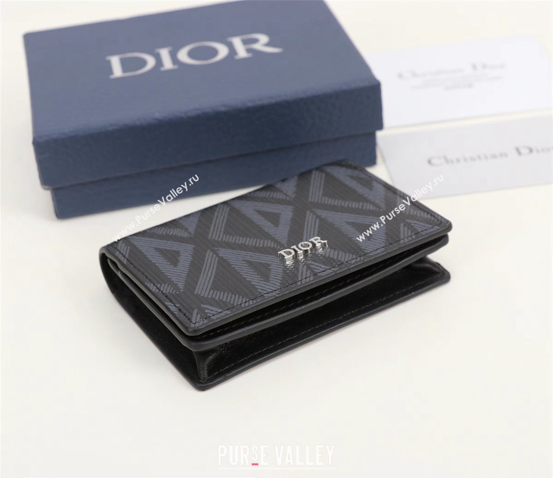 Dior Flap Card Holder in Black CD Diamond Canvas (ziyin-23101331)