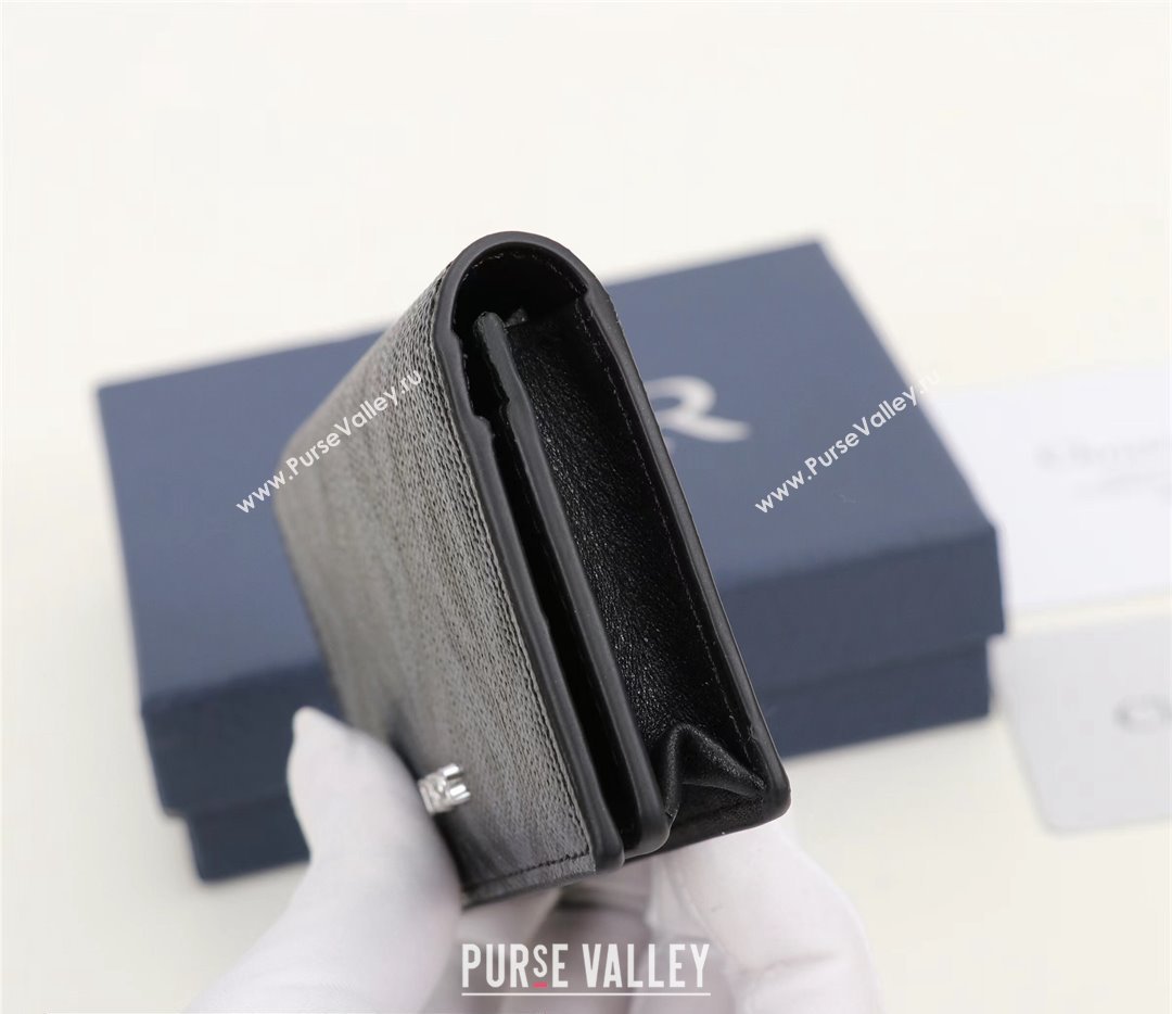 Dior Flap Card Holder in Black CD Diamond Canvas (ziyin-23101331)
