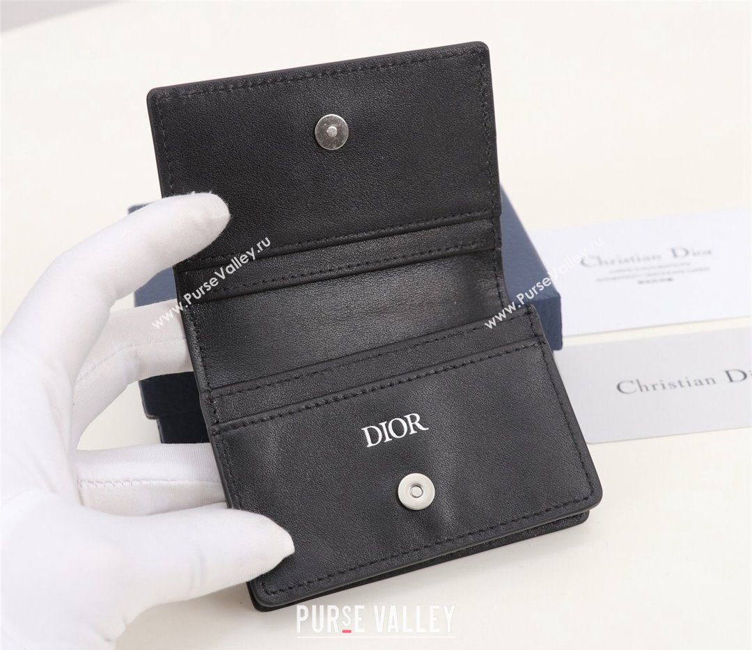 Dior Flap Card Holder in Black CD Diamond Canvas (ziyin-23101331)
