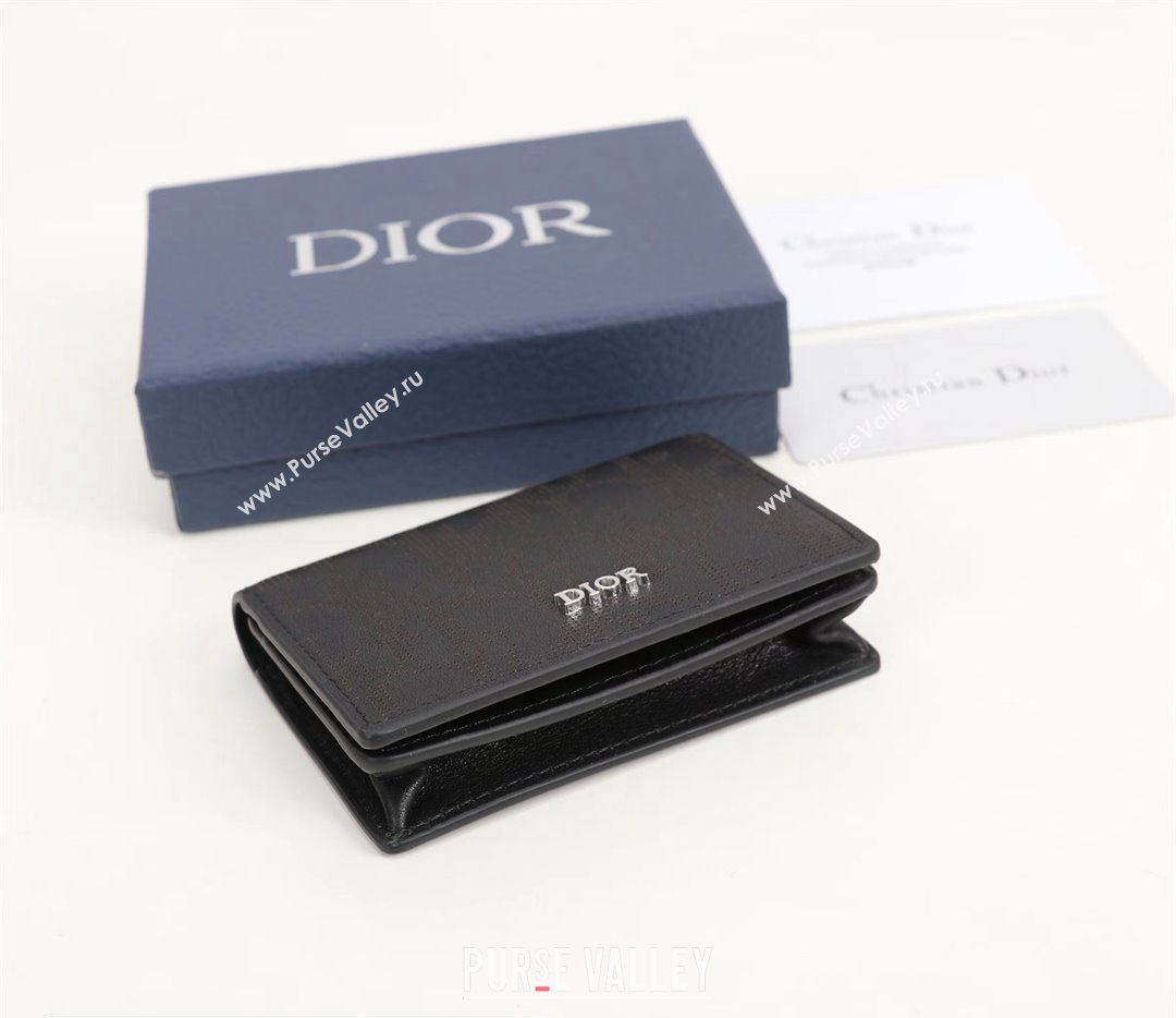 Dior Flap Card Holder in Black Dior Oblique Galaxy Calfskin (ziyin-23101329)