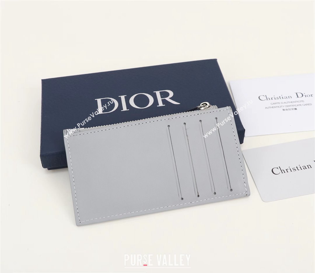 Dior Zipped Card Holder in Gray CD Diamond Canvas (ziyin-23101326)