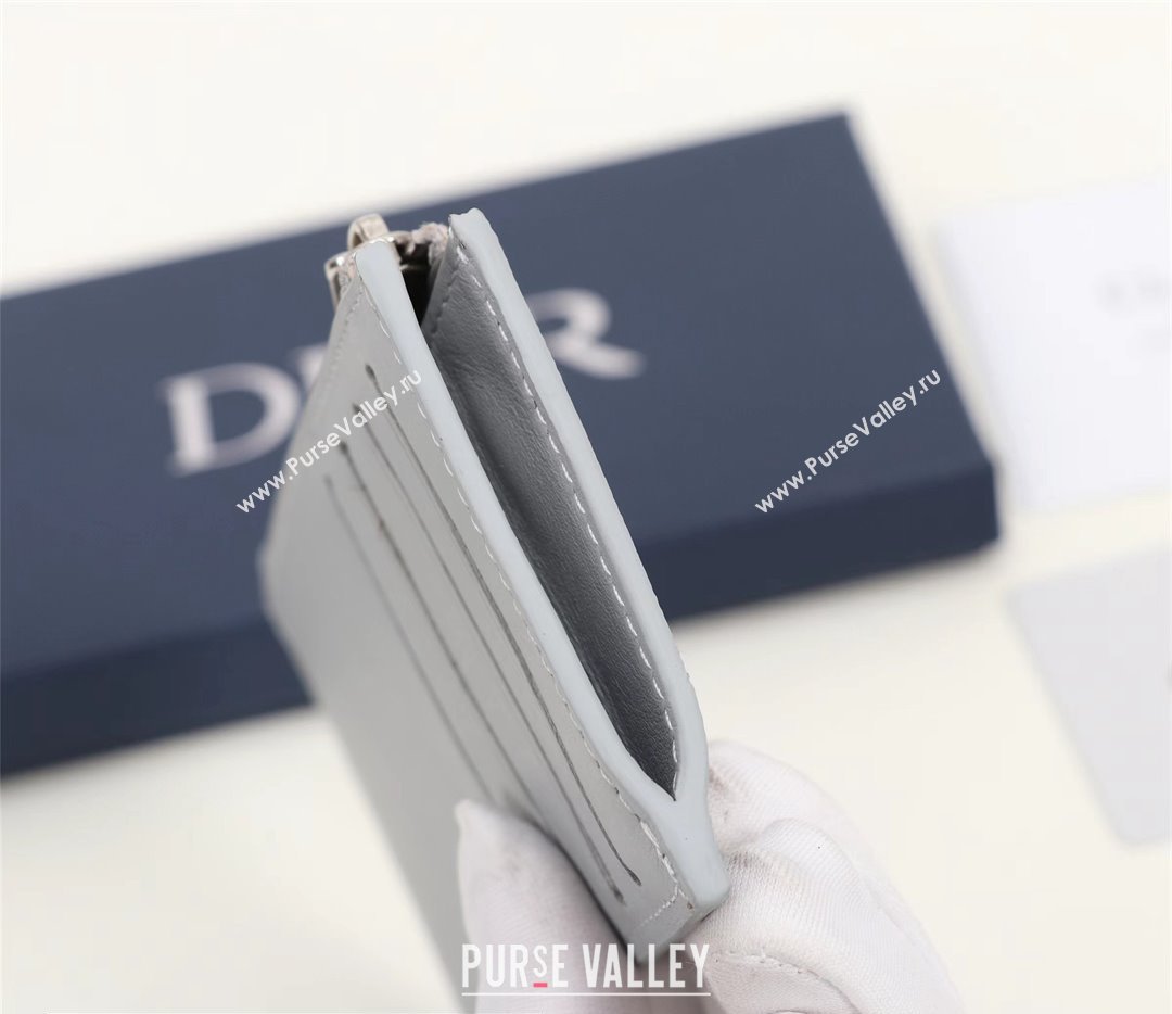 Dior Zipped Card Holder in Gray CD Diamond Canvas (ziyin-23101326)