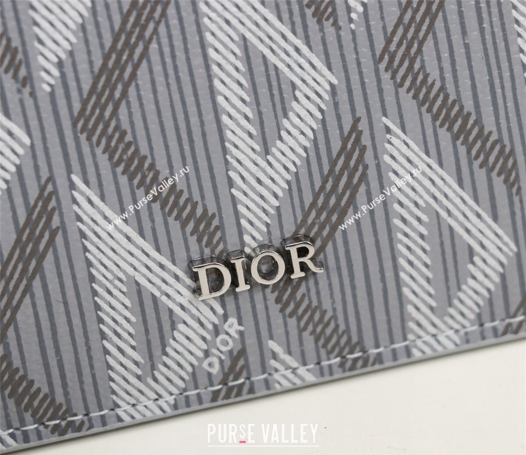 Dior Zipped Card Holder in Gray CD Diamond Canvas (ziyin-23101326)
